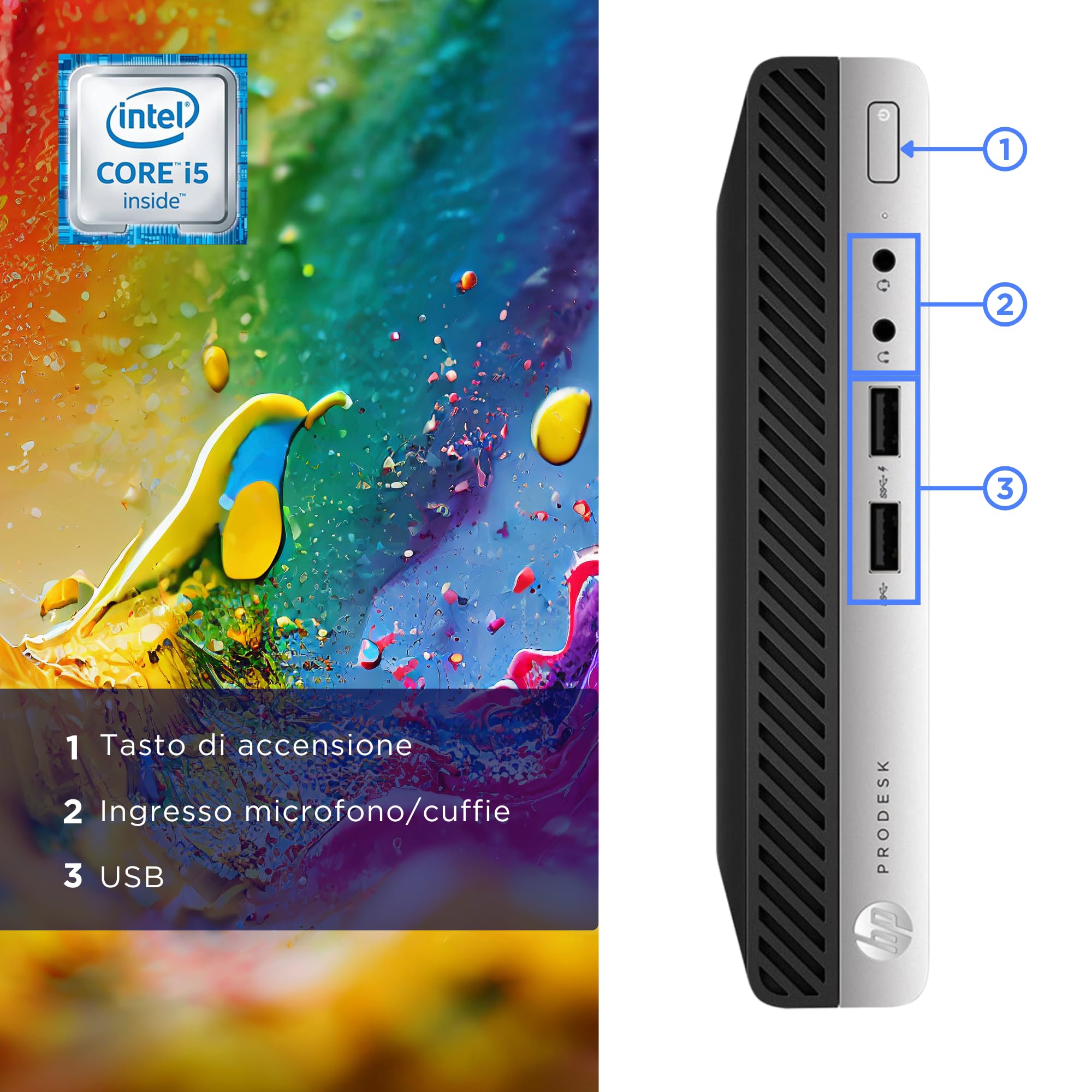 HP ミニPC i5-8500T/16GB/960GB SSD HP Prodesk, Mini Pc Tiny, Intel i5-8500T 6 Core 2.1 Ghz, Ram 16Gb